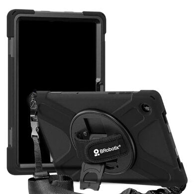 406931 - Funda Brobotix de uso rudo con correa y giro 360 para galaxy compatible con A11+ y SM-X230 de 11 pulg  406931 color Negro
