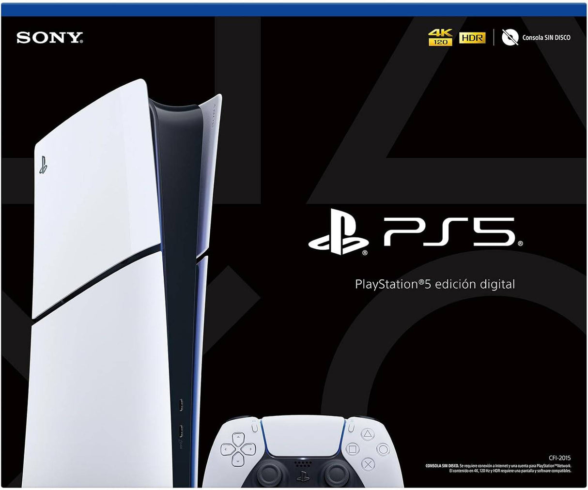 Sony PlayStation 5 Slim Edición Digital 1TB, WiFi, Bluetooth 5.1, Blanco/Negro
