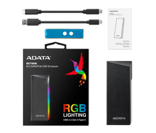 AEC700GU32G2-CGY - CARCASA ADATA AEC700GU32G2-CGY XPG EC700 M.2 NEGRO RGB PCLE COMPATIBLE CON XBOX SERIE S Y SERIES X