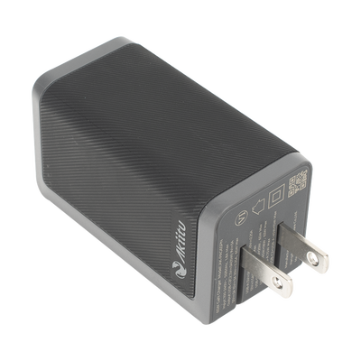 AK-PAG65PN-65W - Cargador de Red GaN III / 65 W / 3 Puertos USB-C y USB-A / PD 3.0 y QC 4.0 / Enchufe Plegable / Protección 6 Capas