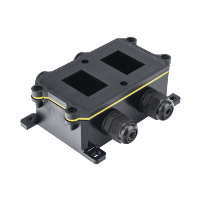 AP-BOXWB2-4T - Caja de Montaje Superficial / 2 Espacios para Interruptores / IP65 / 4 Puertos PG9 / ABS/PA66 Retardante a la Flama / 104 x 119 x 40 mm