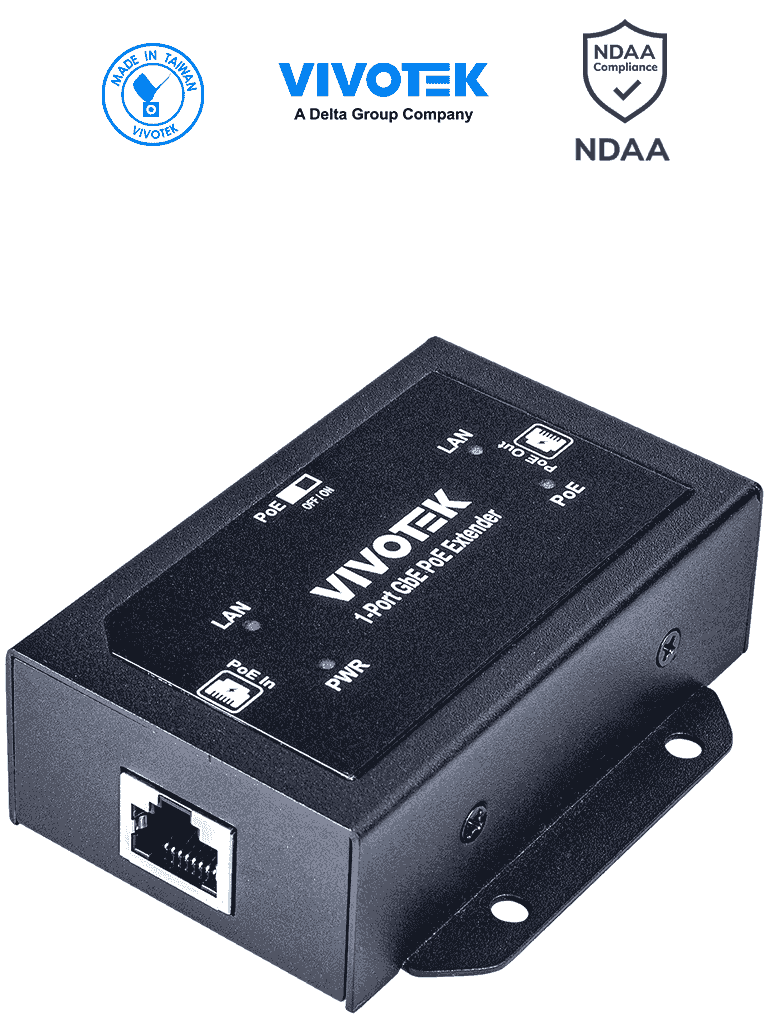 Extensor PoE VIVOTEK AP-GXC-0100 Gigabit Ethernet 1 Puerto 68W 300m NDAA
