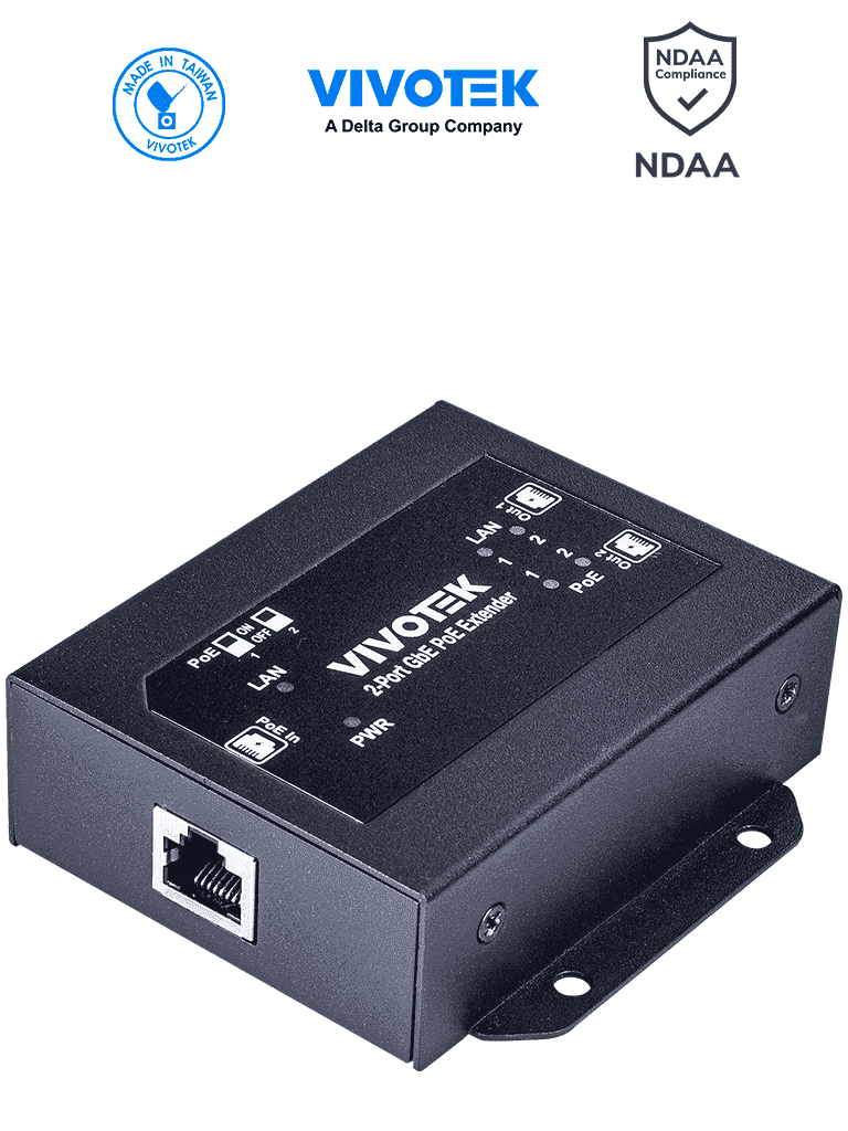 Extensor PoE de 2 Puertos Gigabit Ethernet para Interior, 68W, 300m, Escalada de 2 Unidades