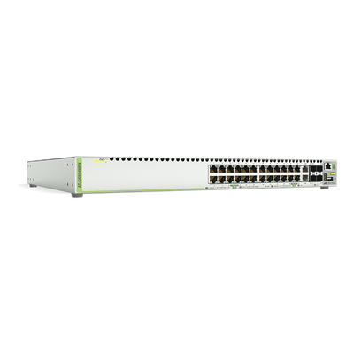 AT-GS924MPX-10 - Switch PoE+ Stackeable Capa 3, 24 puertos 10/100/1000 Mbps + 2 puertos SFP Combo + 2 puertos SFP+ 10 G Stacking, 370 W