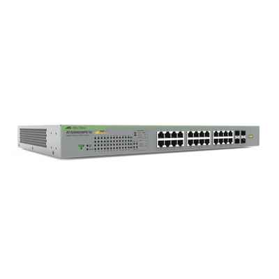 AT-GS950/28PS-V2-10 - Switch PoE+ WebSmart / 24 puertos RJ45 Gigabit + 4 SFP / 56 Gbps / 185 W PoE+ / SNMP v1/v2c/v3