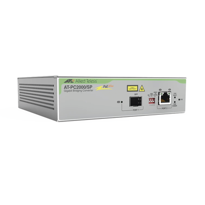 AT-PC2000/SP-960 - Convertidor de Medios PoE+ / Gigabit / Puerto SFP / 30 W / VLAN 802.1q / Jumbo Frames 10K