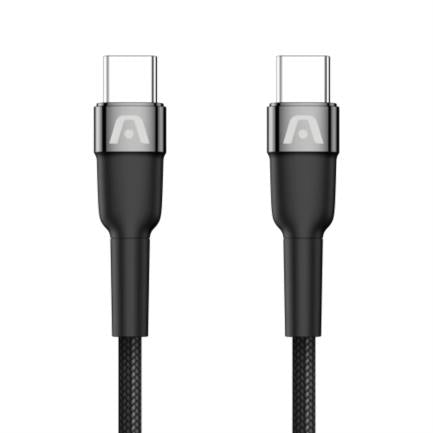 Cable Argomtech USB Tipo C 65W Nylon Trenzado Dura Speed 1.8m Negro