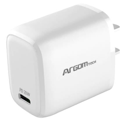 Cargador Argomtech de Pared 20W Tipo-C Carga Rápida PD Blanco