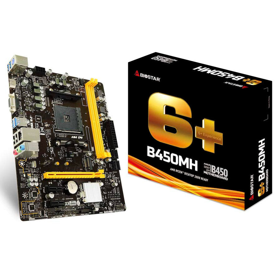 Tarjeta Madre Biostar B450MH DDR4 HDMI PCIE M.2 SATA AMD RYZEN AM4, 4 Ranuras RAM, 1 Puerto M.2, 6 Puertos SATA