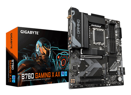 B760 GAMING X AX - GIGABYTE B760 GAMING X AX Placa Base - Compatible con procesadores Intel Core de 14ª generación, VRM digital de 8+1+1 fases, hasta 7600MHz DDR5 (OC), 3x PCIe 4.0 M.2, Wi-Fi 6E, 2.5GbE LAN, USB 3.2 Gen 2 placas base Intel LGA 1700 LGA 1700 DDR5-SDRAM