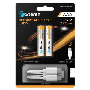 Steren BAT-LI-AAA2 USB pila doméstica Batería recargable AAA Ión de litio