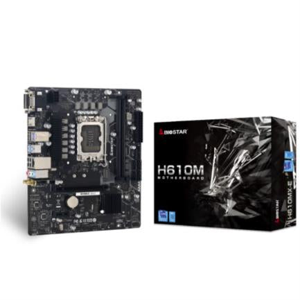 Tarjeta Madre Biostar H610MX-E 2xDDR4 64GB 3200Mhz PCIe 4.0 M.2 1xHDMI 1xVGA S 1700 12th 13th Gen mATX