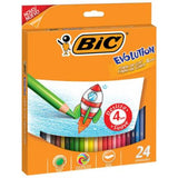 Colores BIC Evolution Largos Mina Gruesa 4mm C/24 Pzas