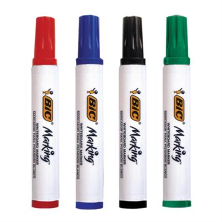 Marcador BIC para Pizarrón Blanco Punta Cincel Colores Surtidos C/4 + Borrador