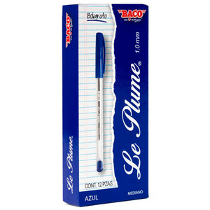 BOLIGRAFO BACO LE PLUME 1.0MM AZUL CAJA C/12