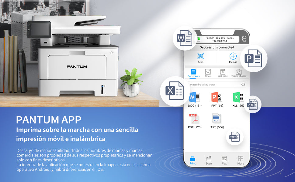 MULTIFUNCIONAL PANTUM BM5100AFDW PPM 42 NEGRO, LASER MONOCROMATICO, USB, WIFI, ETHERNET RED, DUPLEX, ADF, CAMA PLANA CARTA, FAX FullOffice.com 