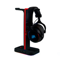 Base Gamer Balam Rush Atlas HR760 para Audifonos Usb Rgb y Led Negro