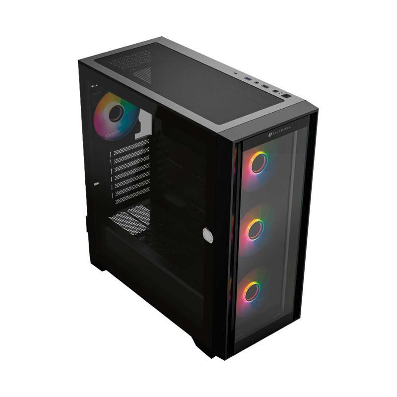 Gabinete Balam Rush Full Torre Carbon 9000 c/USB 3.0/2.0/USB C/4 Vent/Negro, ATX, E-ATX, 360mm CPU