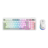 Combo BALAM RUSH Gamer 2 en 1 Inalámbrico Squad Conquest Pro KG525 / Teclado + Mouse / 2.4 MHz + 2 modos Bluetooth + USB C / Mouse Óptico + 7200 DPI + Teclado 85% + Diseño Compacto + Teclas de membrana + RGB / Recargable / Azender Blanco