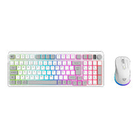Combo BALAM RUSH Gamer 2 en 1 Inalámbrico Squad Conquest Pro KG525 / Teclado + Mouse / 2.4 MHz + 2 modos Bluetooth + USB C / Mouse Óptico + 7200 DPI + Teclado 85% + Diseño Compacto + Teclas de membrana + RGB / Recargable / Azender Blanco