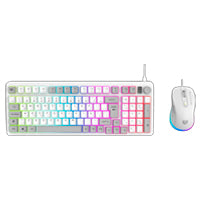 Combo Gamer BALAM RUSH 2 en 1 Alámbrico Squad Conquest KG515 / Teclado + Mouse / USB 2.0 / Mouse Óptico + 7200 DPI + Teclado 85% + Diseño Compacto + Teclas de membrana + Rainbow / 1.5 mts cable / Azender Blanco