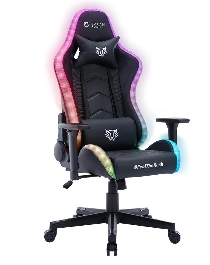 BR-940566 - Silla Gamer Balam Rush Lightning Rush V2 RGB Ergonomica Reclinable 135° 150kg Descansa Brazos 3D Negro