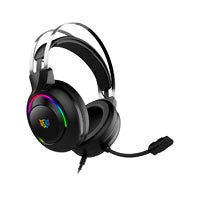 Audífonos Gamer BALAM RUSH Hesix II HS688 / Alámbricos + Over Ear + Bocinas 50 mm + Mic Fijo / Sonido Dinámico + Compatible con PC + Dispositivos móviles + Consolas / RGB + Jack 3.5 mm + USB / Azender Negro