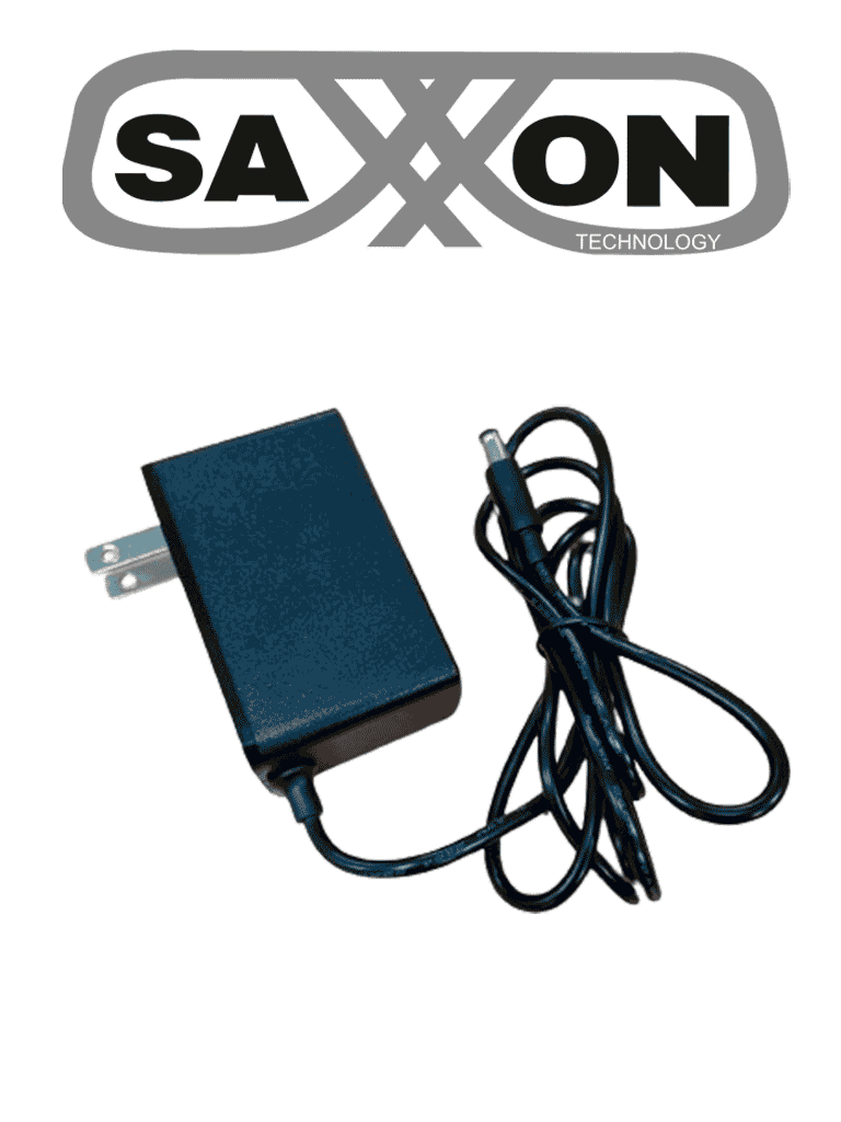 Fuente de Poder Regulada SAXXON 12Vcc 2 Amper Conector Macho 100-240V - Ideal para CCTV