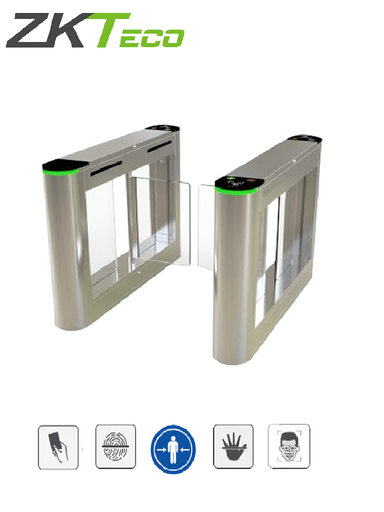 Barrera peatonal zkteco sbtl300 swing bidirecc. 2 chasis acero sus304 110v 30 personas x min carril 75 cm infrarrojos SBTL300