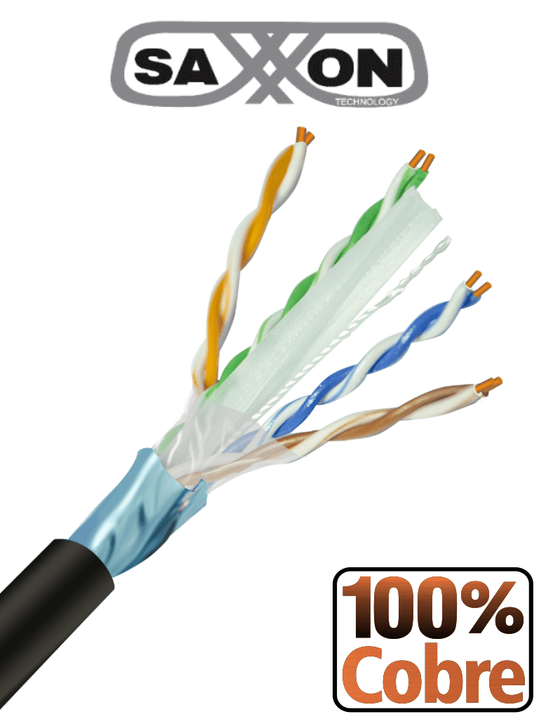 Bobina Cable FTP Cat6 305m Cobre Blindado Negro Uso Exterior Redes Datos Video ISO9001 UL RoSH