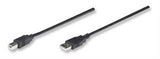 Manhattan Cable USB-A a USB-B, 3 m, macho a macho, 480 Mbps (USB 2.0), negro, garantía de por vida, equivalente a USB2HAB3M Cable USB 2.0 USB A USB B Macho/Macho