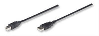 Manhattan Cable USB-A a USB-B, 3 m, macho a macho, 480 Mbps (USB 2.0), negro, garantía de por vida, equivalente a USB2HAB3M Cable USB 2.0 USB A USB B Macho/Macho
