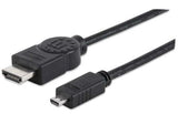 Manhattan Cable HDMI de Alta Velocidad con Canal Ethernet Cable 2 m HDMI tipo A (Estándar) HDMI tipo D (Micro) Macho
