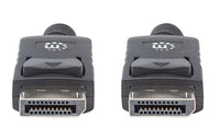 Manhattan Cable DisplayPort 1.2, 4K@60 Hz, 2 m, macho a macho, con pestañas de bloqueo, totalmente apantallado, negro, garantía de por vida, equivalente a DISPL2M Cable Derecho Derecho Níquel 1.2