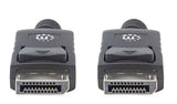 Manhattan Cable DisplayPort 1.2, 4K@60 Hz, 2 m, macho a macho, con pestañas de bloqueo, totalmente apantallado, negro, garantía de por vida, equivalente a DISPL2M Cable Derecho Derecho Níquel 1.2