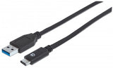 Manhattan Cable USB-C a USB-A, 1 m, macho a macho, 10 Gbps (USB 3.2 Gen 2 / USB 3.1), 3 A (carga rápida), negro, garantía de por vida, equivalente a USB31AC1M Cable USB 3.2 Gen 2 (3.1 Gen 2) USB A USB C Macho