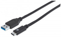 Manhattan Cable USB-C a USB-A, 1 m, macho a macho, 10 Gbps (USB 3.2 Gen 2 / USB 3.1), 3 A (carga rápida), negro, garantía de por vida, equivalente a USB31AC1M Cable USB 3.2 Gen 2 (3.1 Gen 2) USB A USB C Macho