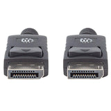 Manhattan Cable DisplayPort 1.2, 4K@60 Hz, 1 m, macho a macho, con pestañas de bloqueo, totalmente apantallado, negro, garantía de por vida, equivalente a DISPL1M Cable Derecho Derecho Níquel 1.2