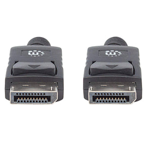Manhattan Cable DisplayPort 1.2, 4K@60 Hz, 1 m, macho a macho, con pestañas de bloqueo, totalmente apantallado, negro, garantía de por vida, equivalente a DISPL1M Cable Derecho Derecho Níquel 1.2