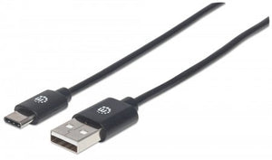 Manhattan Cable USB-C a USB-A, 2 m, macho a macho, 480 Mbps (USB 2.0), negro, garantía de por vida, equivalente a USB2AC2M Cable USB 2.0 USB A USB C Macho