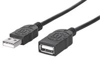 Manhattan Cable alargador USB-A a USB-A, 1 m, macho a hembra, 480 Mbps (USB 2.0), negro, garantía de por vida, equivalente a USBEXTAA3BK Cable USB 2.0 USB A USB A Macho/Hembra