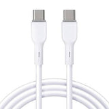 Cable BRobotix de Conector USB-C 3.0 a USB-C 3.0, Compatible con carga rápida, 1m. Color Blanco.