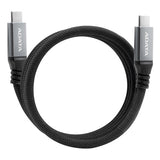 ADATA CABLE TIPO C A TIPO C 1M CUBIERTA DE NYLON, MAGNÉTIZADO 10GBPS 100W TRANNFIERE AUDIO Y VIDEO 4K UHD NEGRO