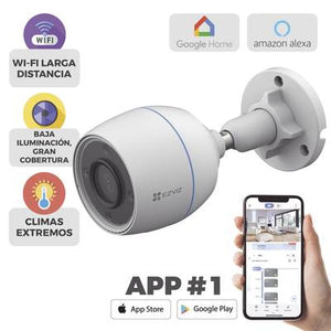EZVIZ H3c Bala (forma) Cámara de seguridad IP Exterior 1920 x 1080 Pixeles Pared, Inalámbrico y alámbrico, Amazon Alexa & Google Assistant, Blanco