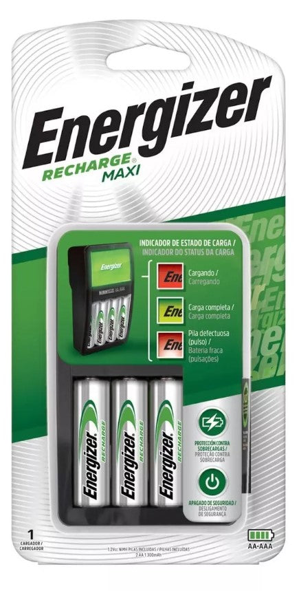 Energizer Cargador De 4 Pilas CARENECHVCM, Compatible Con AA/AAA, 2 Pilas Incluidas