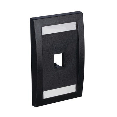 CFPE1BLY - Placa de Pared Vertical / 1 Puerto Mini-Com / Espacio para Etiquetas / ABS Negro