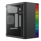 Gabinete Acteck Mini Torre Fusion II GI440 Max MB M-ATX Fuente ATX Plus 500w Panel Izq Acrilico Frente Solido RGB Vertical 1xUSB 3.0 Advanced Series Negro