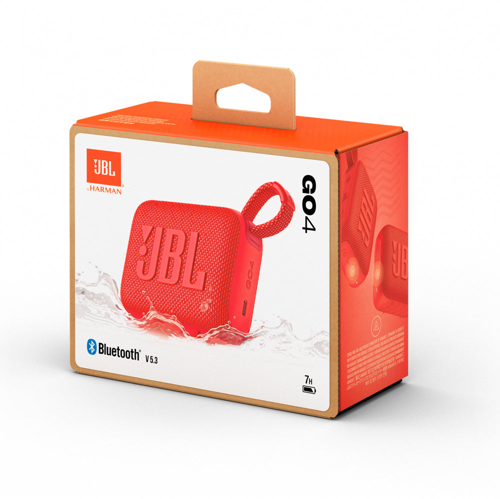 JBL Bocina Portátil Go 4, Bluetooth, Inalámbrico, 4.2W RMS, Rojo - Resistente al Agua