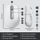 Mouse Óptico Logitech Mx Anywhere3 USB, 6 Botones, 1000 DPI Gris Pálido - 910-005994 FullOffice.com 