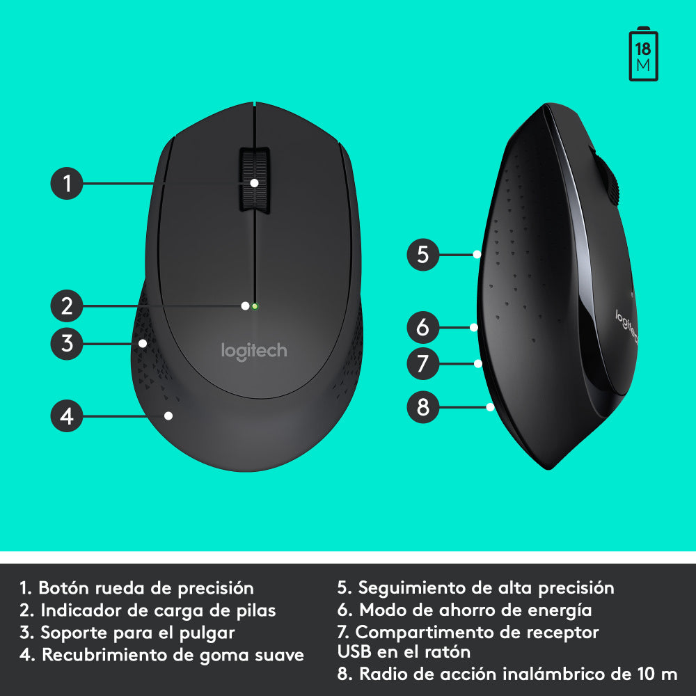 Kit de Teclado y Mouse Logitech MK345, Inalámbrico, USB, 1000 DPI, Negro - 920-007820 FullOffice.com 